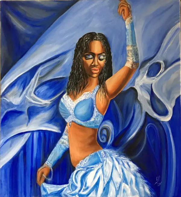 Contemporary Mermaid 1 – A unique oil painting by Gomathi (90 cm x 90 cm)